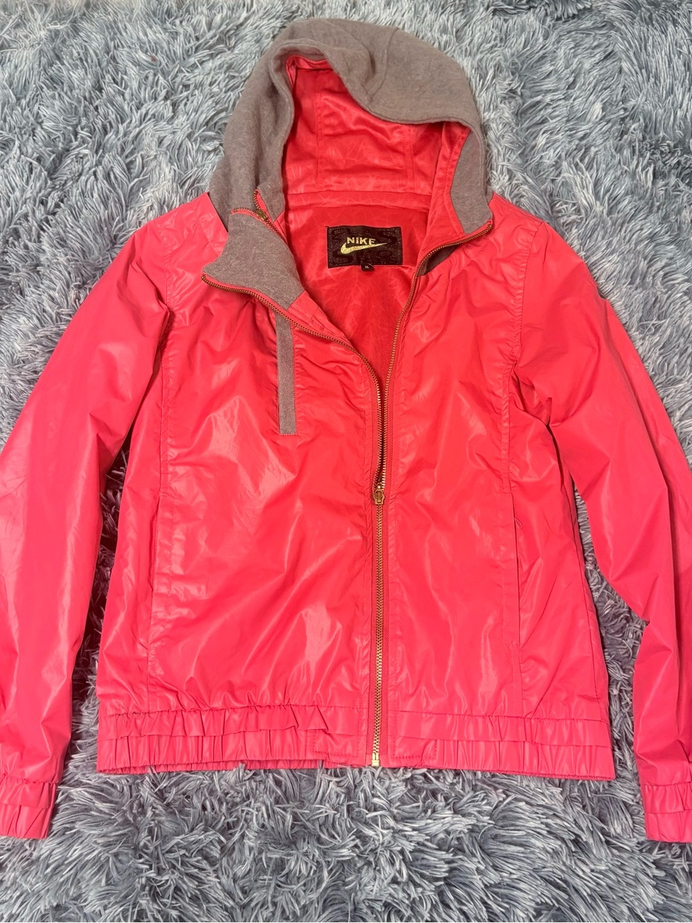 ❤️ Nike Youth XL Vintage Lined Hooded Jacket — Coral/Red & Gray